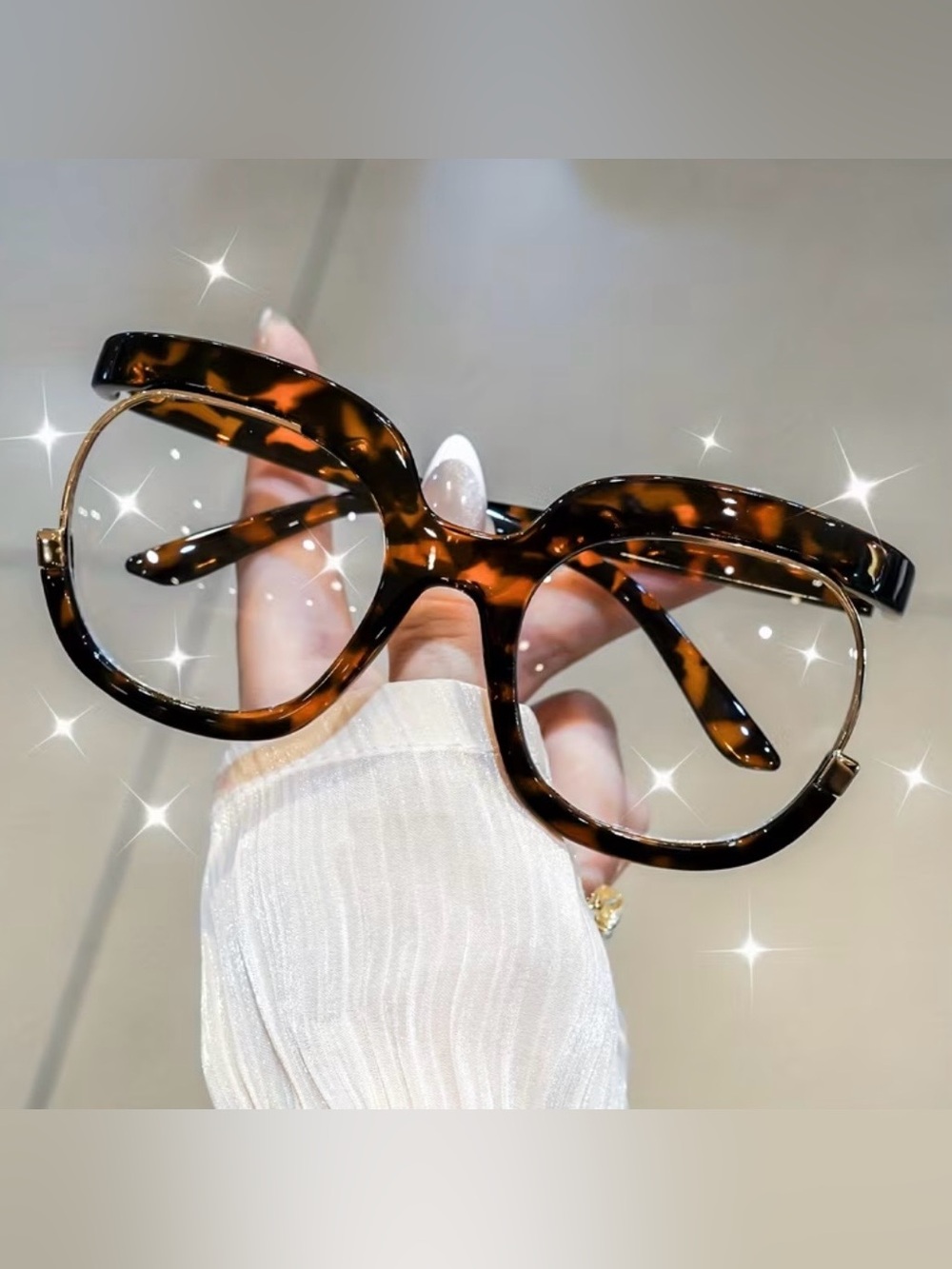 🤎 New! Oversized Brown Tortoise Shell Frames Eyewear Fashion Glasses